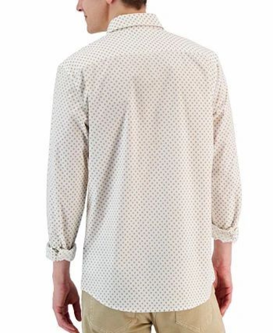 Casual Button-Down Shirts * | Michael Kors N'S Slim-Fit Stretch Crosshatch Geometric Print Long-Sleeve Button-Up Shirt