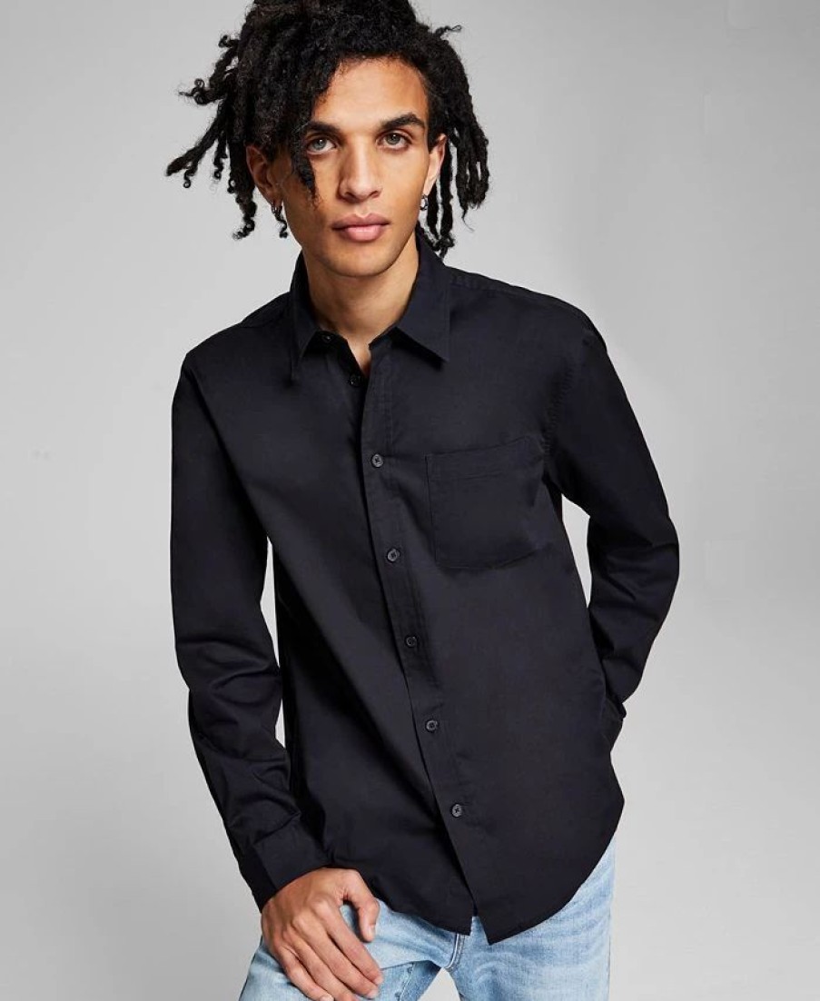 Casual Button-Down Shirts * | And Now This Men'S Poplin Long-Sleeve Button-Up Shirt