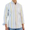 Casual Button-Down Shirts * | Club Room Raig Long Sleeve Multicolor Striped Oxford Shirt, Created For Macy'S Bright White