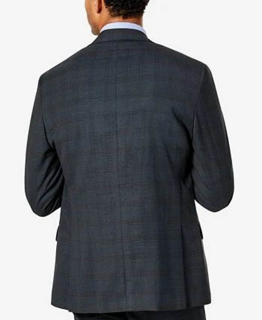 Suits & Tuxedos * | Michael Kors N'S Modern-Fit Airsoft Stretch Wool Suit Jacket Blue Plaid