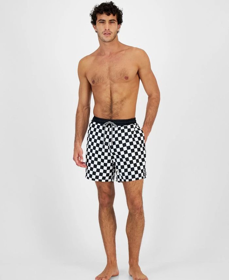 Swimwear * | Inc International Concepts Men'S Zane Checkerboard 5 Swim Trunks, Created For Macy'S