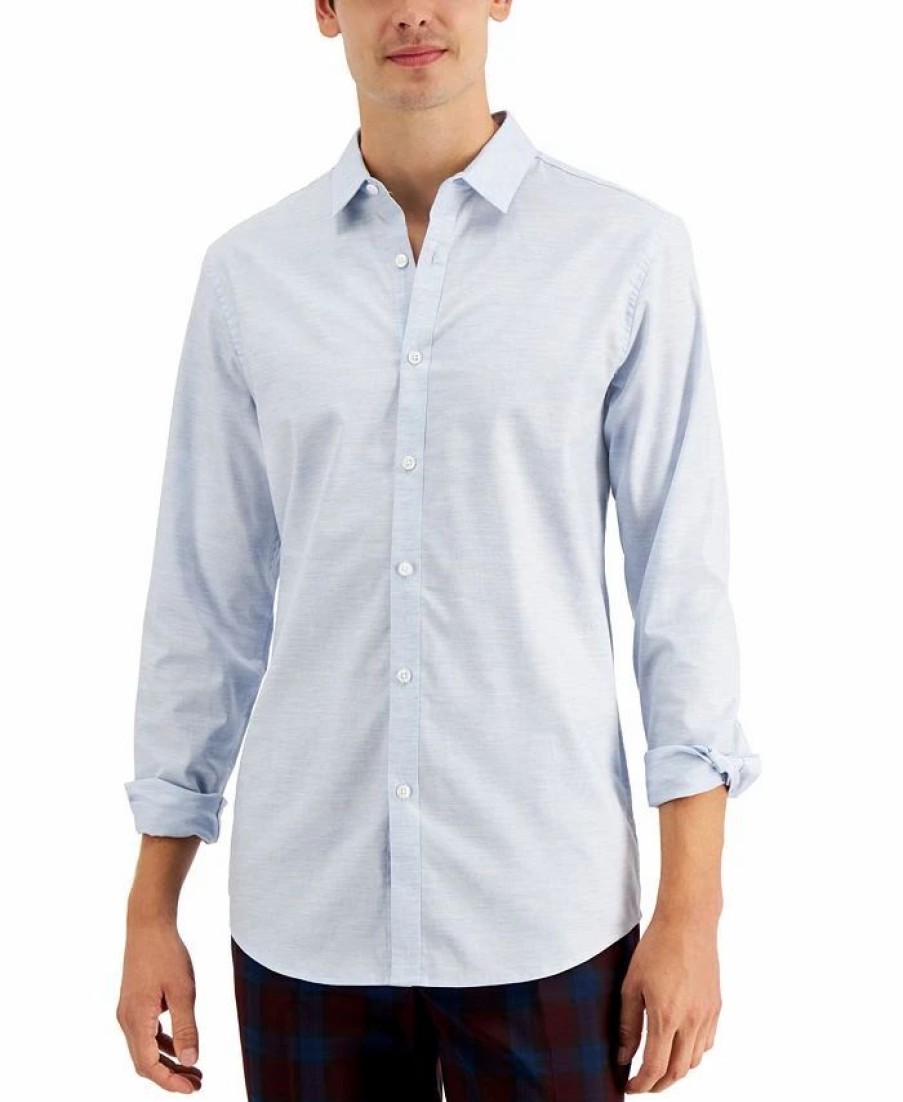 Casual Button-Down Shirts * | Inc International Concepts Men'S Judd Dobby Shirt, Created For Macy'S Light Blue Comb