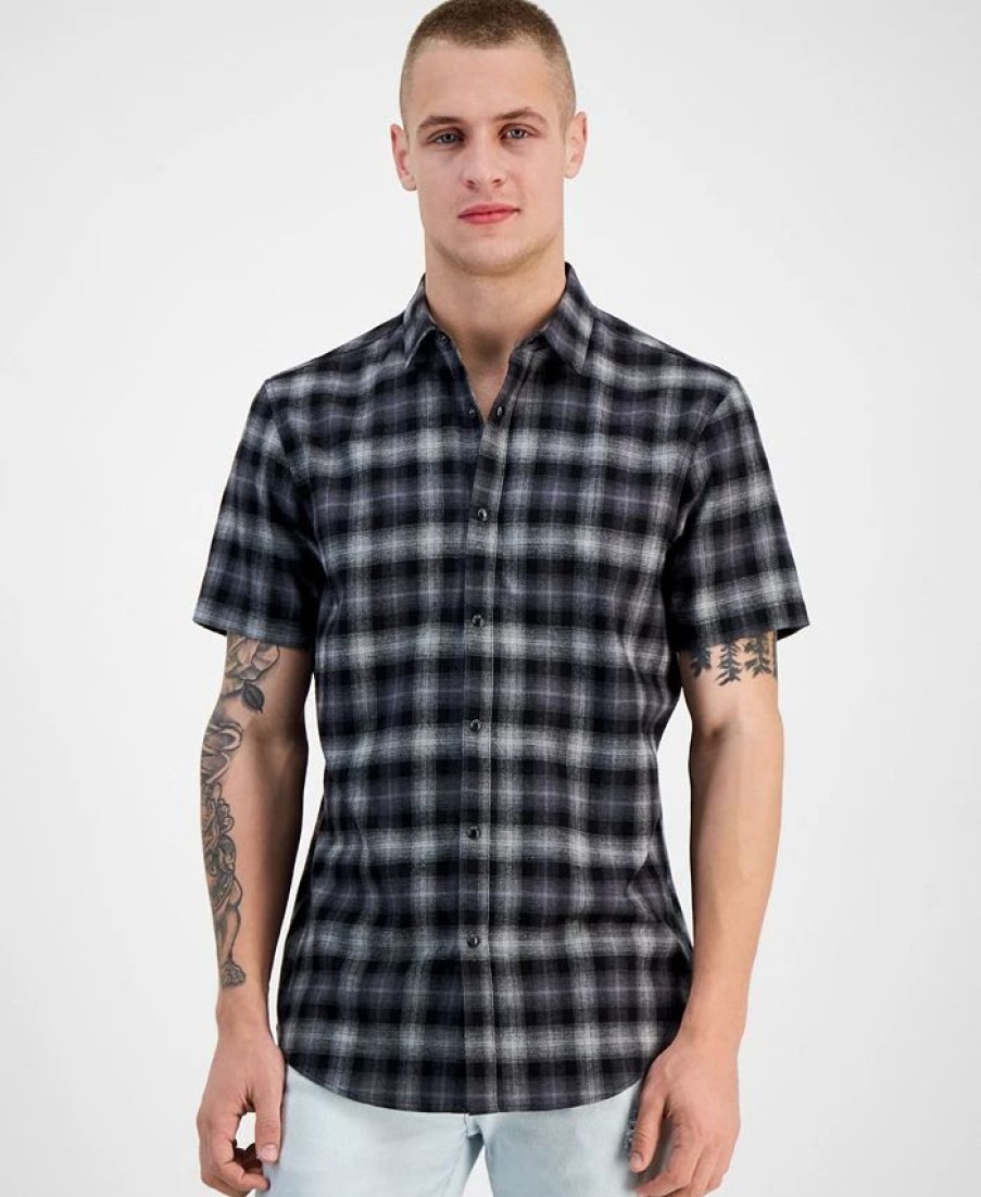 Casual Button-Down Shirts * | Inc International Concepts Men'S Plaid Short-Sleeve Button-Up Shirt, Created For Macy'S