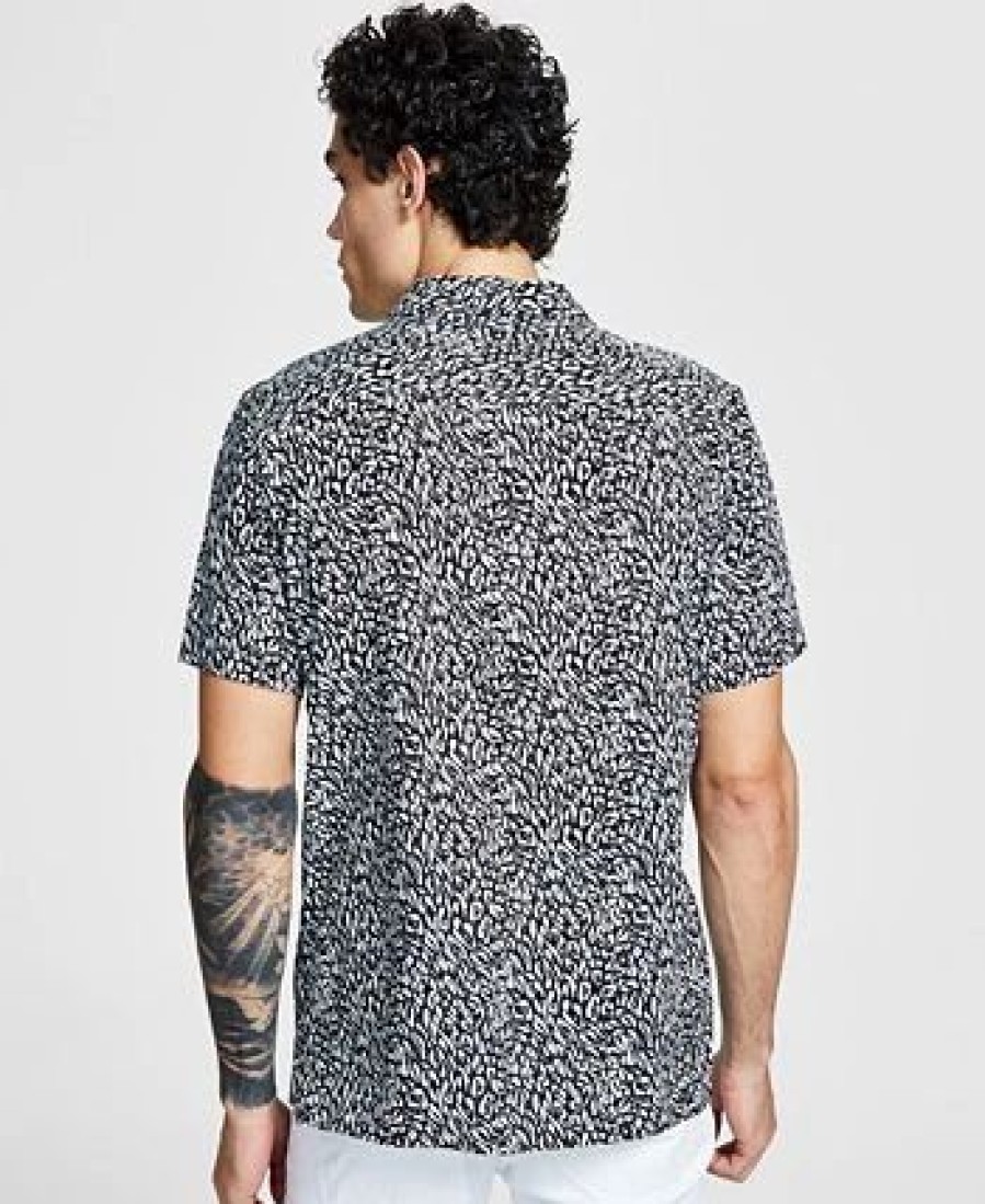 Casual Button-Down Shirts * | Inc International Concepts Men'S Slim-Fit Animal-Print Shirt, Created For Macy'S Deep Black