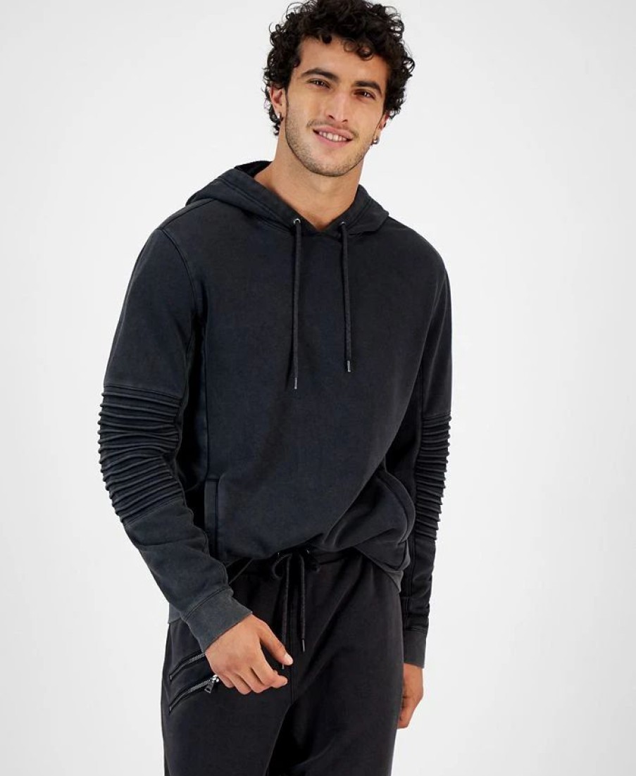 Casual Button-Down Shirts * | Inc International Concepts .N.C. International Concepts Men'S Regular-Fit Moto Hoodie, Created For Macy'S Deep Black