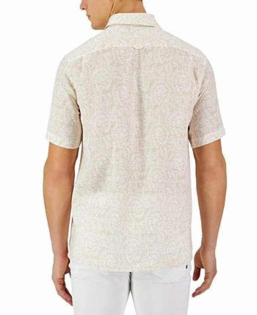 Casual Button-Down Shirts * | Club Room Men'S Short-Sleeve Stripe Fern Linen Shirt, Created For Macy'S Safari Combo