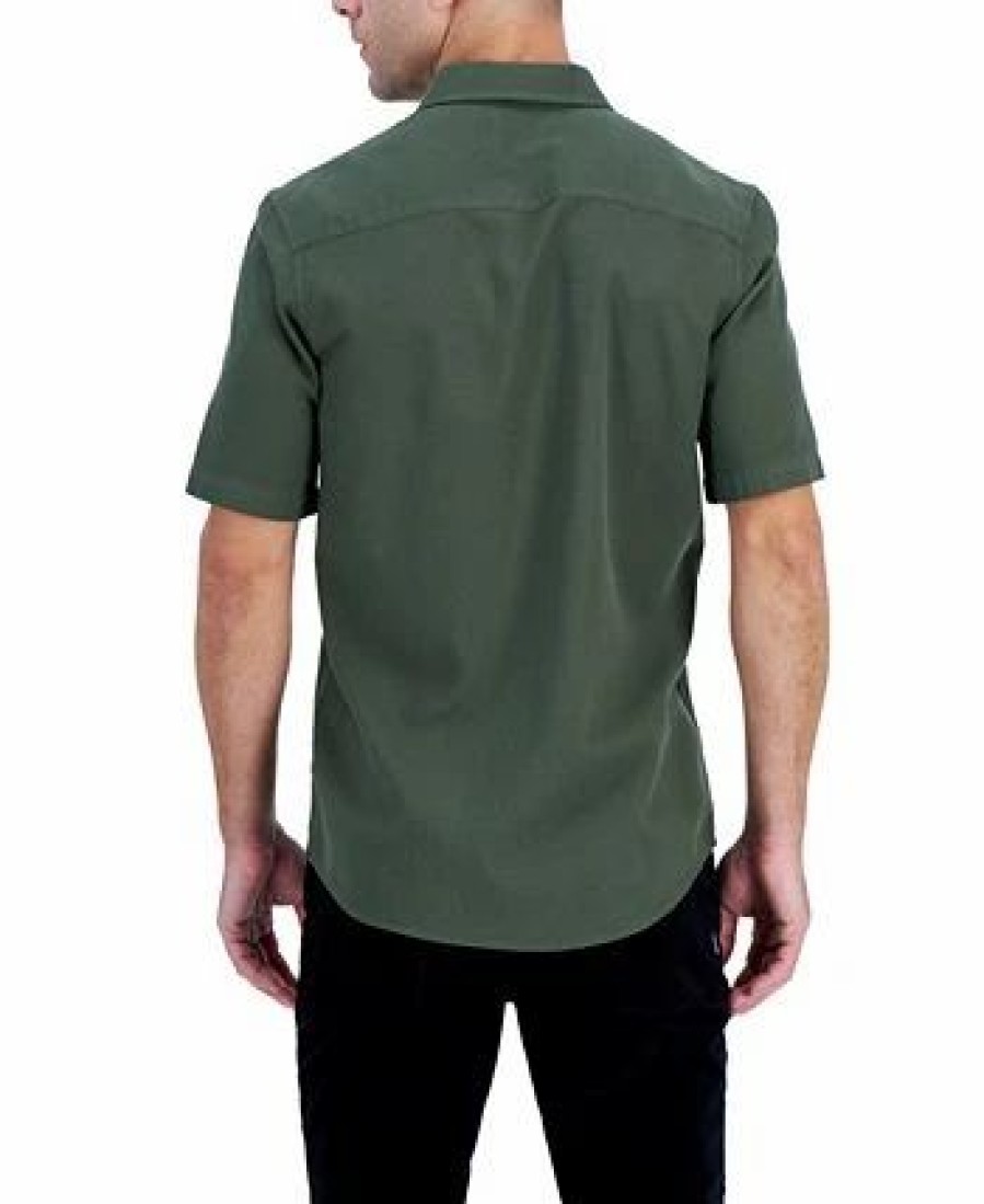 Casual Button-Down Shirts * | Alfani Men'S Short-Sleeve Solid Textured Shirt, Created For Macy'S