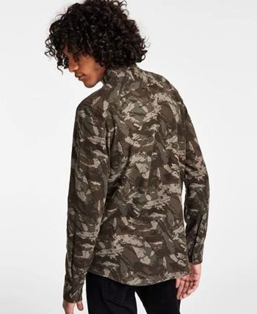 Casual Button-Down Shirts * | Sun + Stone Men'S Leo Regular-Fit Camouflage Flannel Shirt, Created For Macy'S Weathered Brown