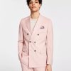 Suits & Tuxedos * | Bar Iii Men'S Slim-Fit Wool Sharkskin Double Breasted Suit Jacket, Created For Macy'S Pink