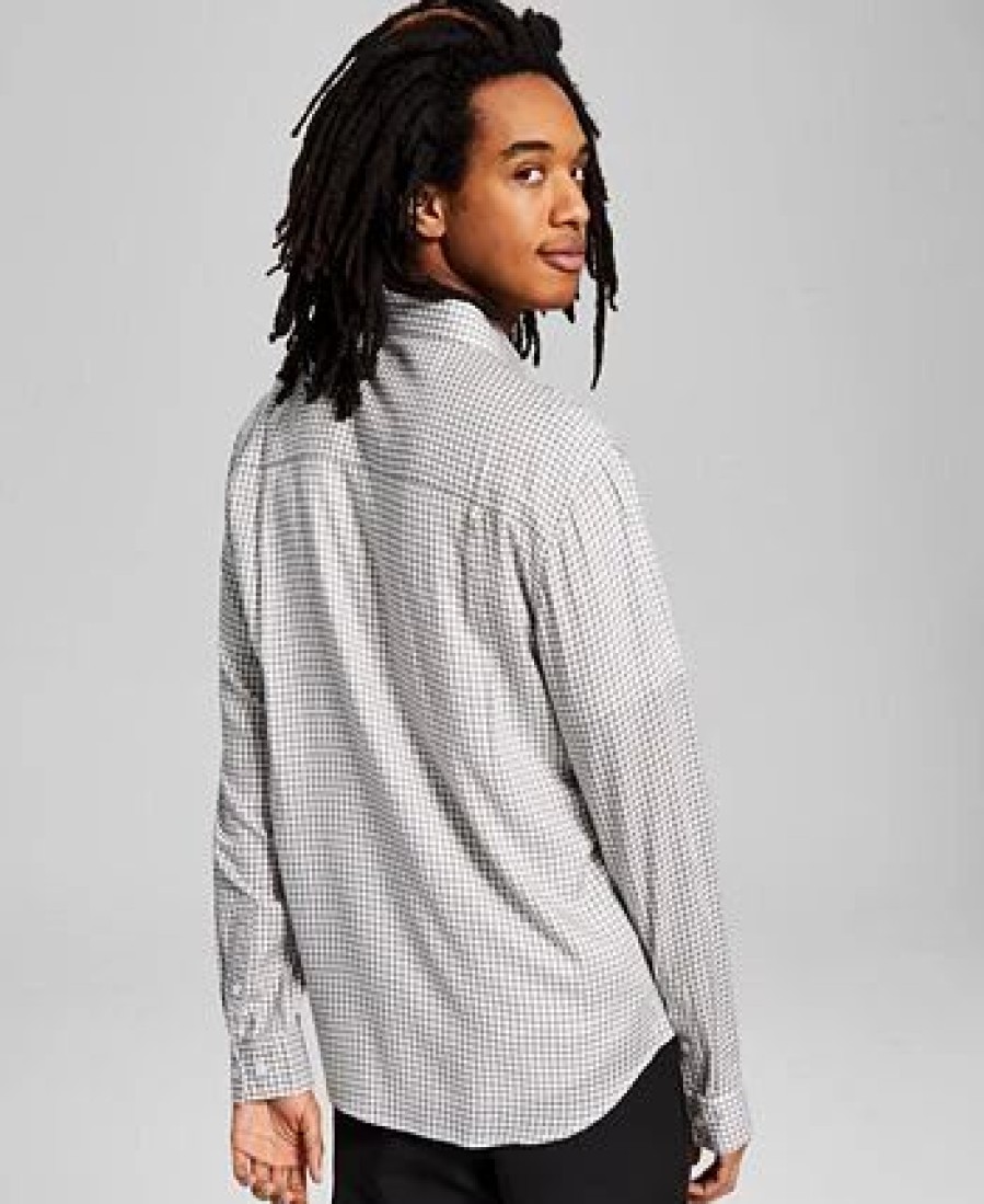 Casual Button-Down Shirts * | And Now This Men'S Mini Check Long-Sleeve Button-Up Shirt