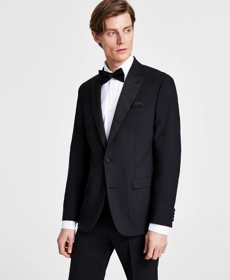 Suits & Tuxedos * | Bar Iii Men'S Slim-Fit Faille-Trim Tuxedo Jacket, Created For Macy'S Black