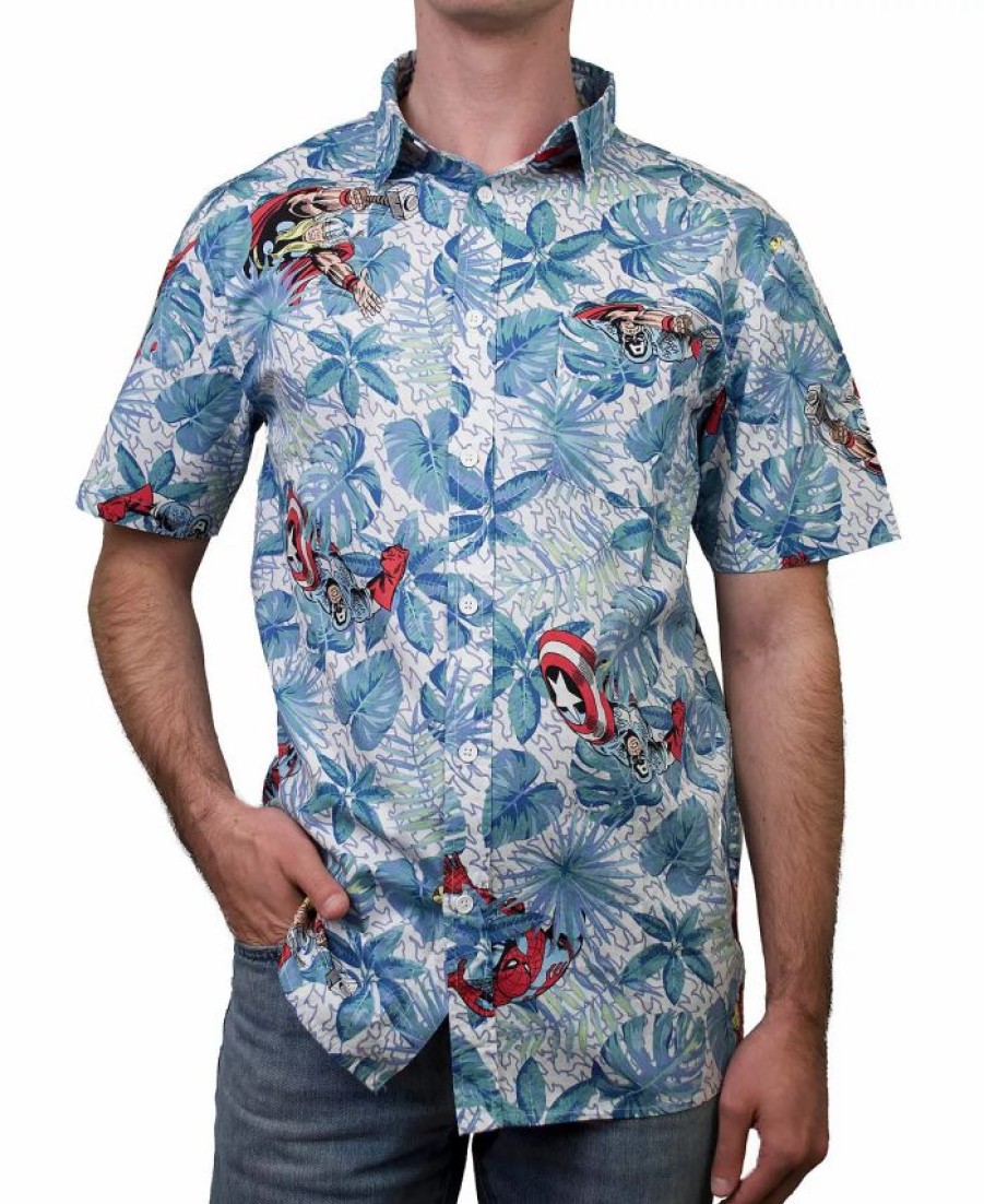 Casual Button-Down Shirts * | Fifth Sun Men'S Marvel Retro Paradise Short Sleeves Woven Shirt Multi Color