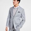 Suits & Tuxedos * | Bar Iii Men'S Skinny-Fit Sharkskin Suit Jacket, Created For Macy'S Light Grey