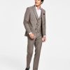 Suits & Tuxedos * | Bar Iii Men'S Slim-Fit Check Vested Suit Separates, Created For Macy'S Burgundy/Black Check