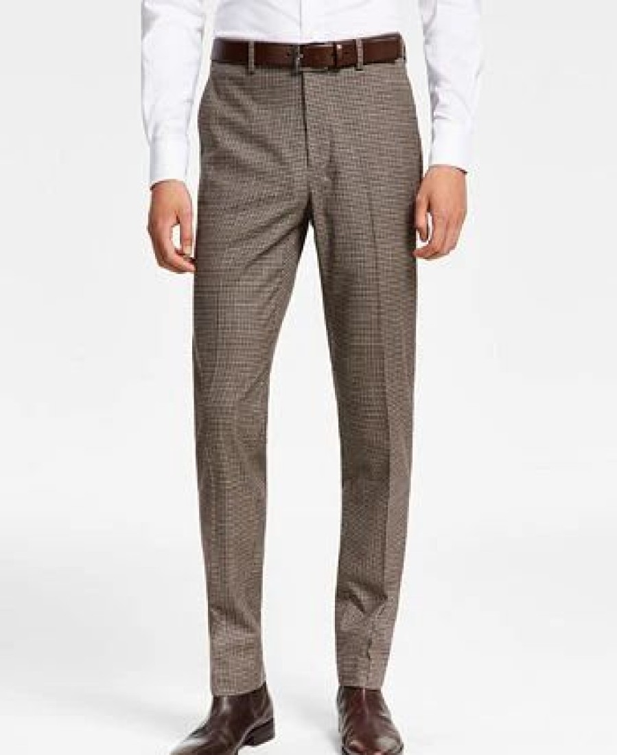 Suits & Tuxedos * | Bar Iii Men'S Skinny-Fit Check Suit Separate Pants, Created For Macys Burgundy/Black Check