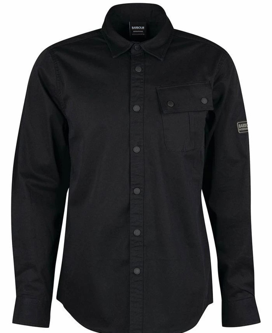 Casual Button-Down Shirts * | Barbour Men'S International Graphite Shirt Black