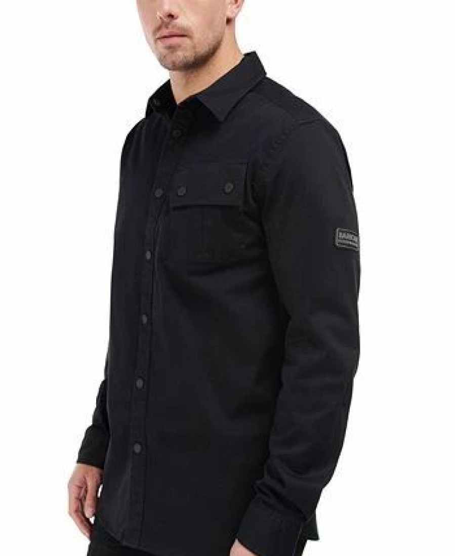 Casual Button-Down Shirts * | Barbour Men'S International Graphite Shirt Black