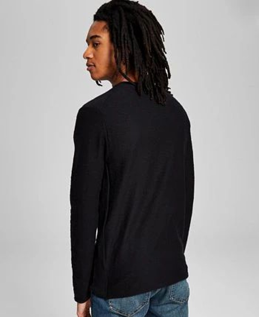 Casual Button-Down Shirts * | And Now This Men'S Textured Knit Long-Sleeve Shirt