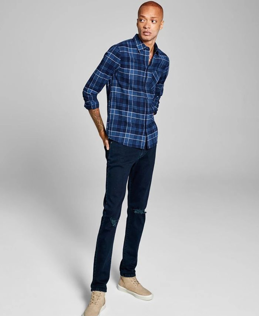 Casual Button-Down Shirts * | And Now This Men'S Plaid Brushed Flannel Shirt