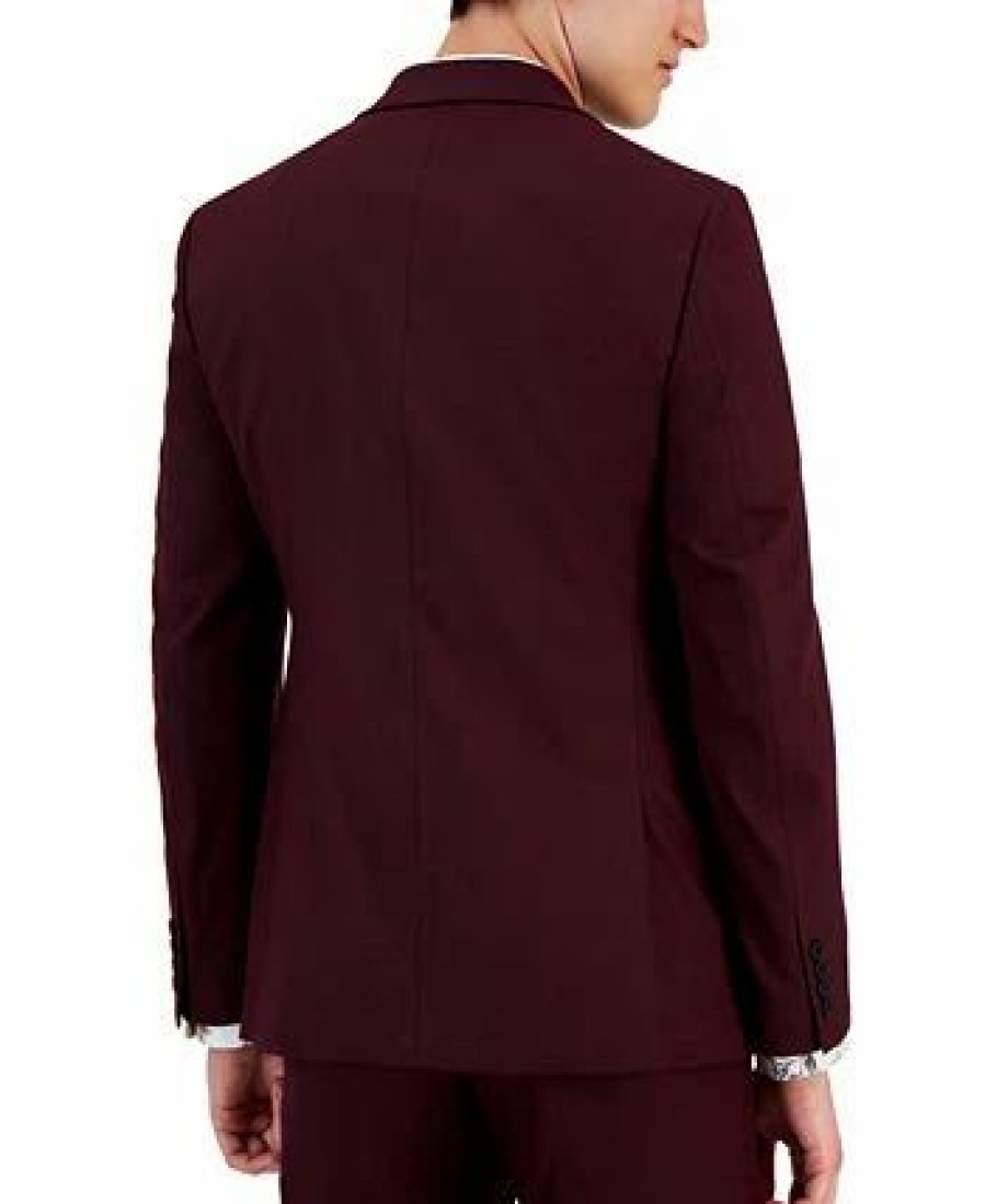 Suits & Tuxedos * | Bar Iii Men'S Slim-Fit Solid Suit Jacket, Created For Macy'S Burgundy