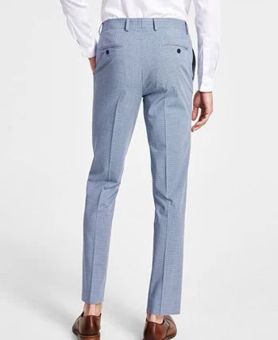 Suits & Tuxedos * | Bar Iii Men'S Slim-Fit Mini Check Suit Pants, Created For Macy'S Navy/Blue