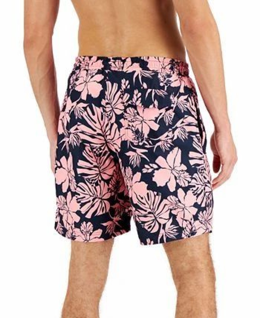 Swimwear * | Club Room Men'S Breezy Leaves Swim Trunks, Created For Macy'S