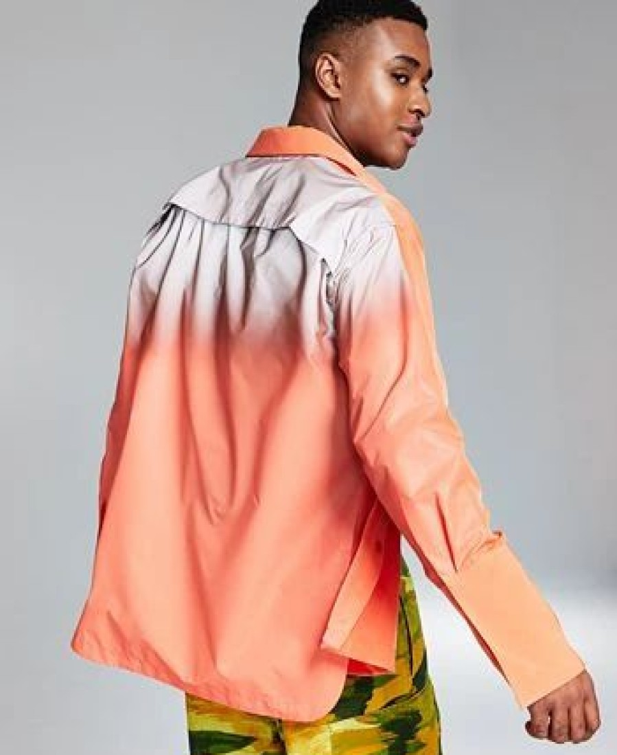 Casual Button-Down Shirts * | And Now This 5:31 By Jerome Lamaar Men'S Reflective Long-Sleeve Button-Up Shirt Created For Macy'S True Pumpkin