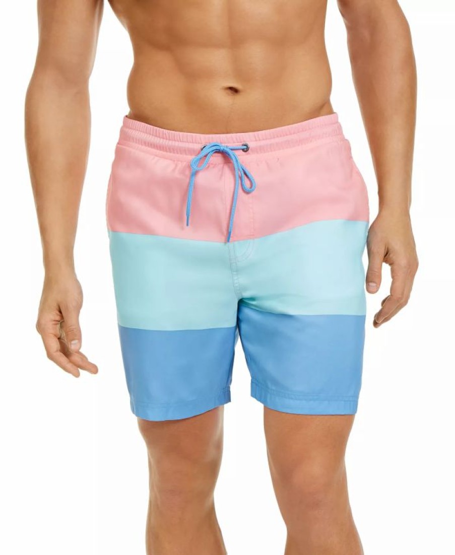 Swimwear * | Club Room Men'S Colorblocked 7 Swim Trunks, Created For Macy'S