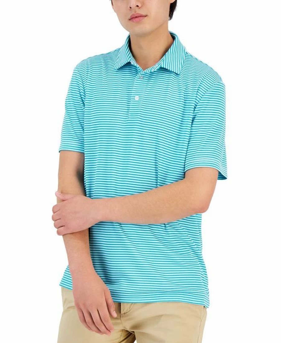 Casual Button-Down Shirts * | Club Room Men'S Mini-Striped Tech Polo, Created For Macy'S