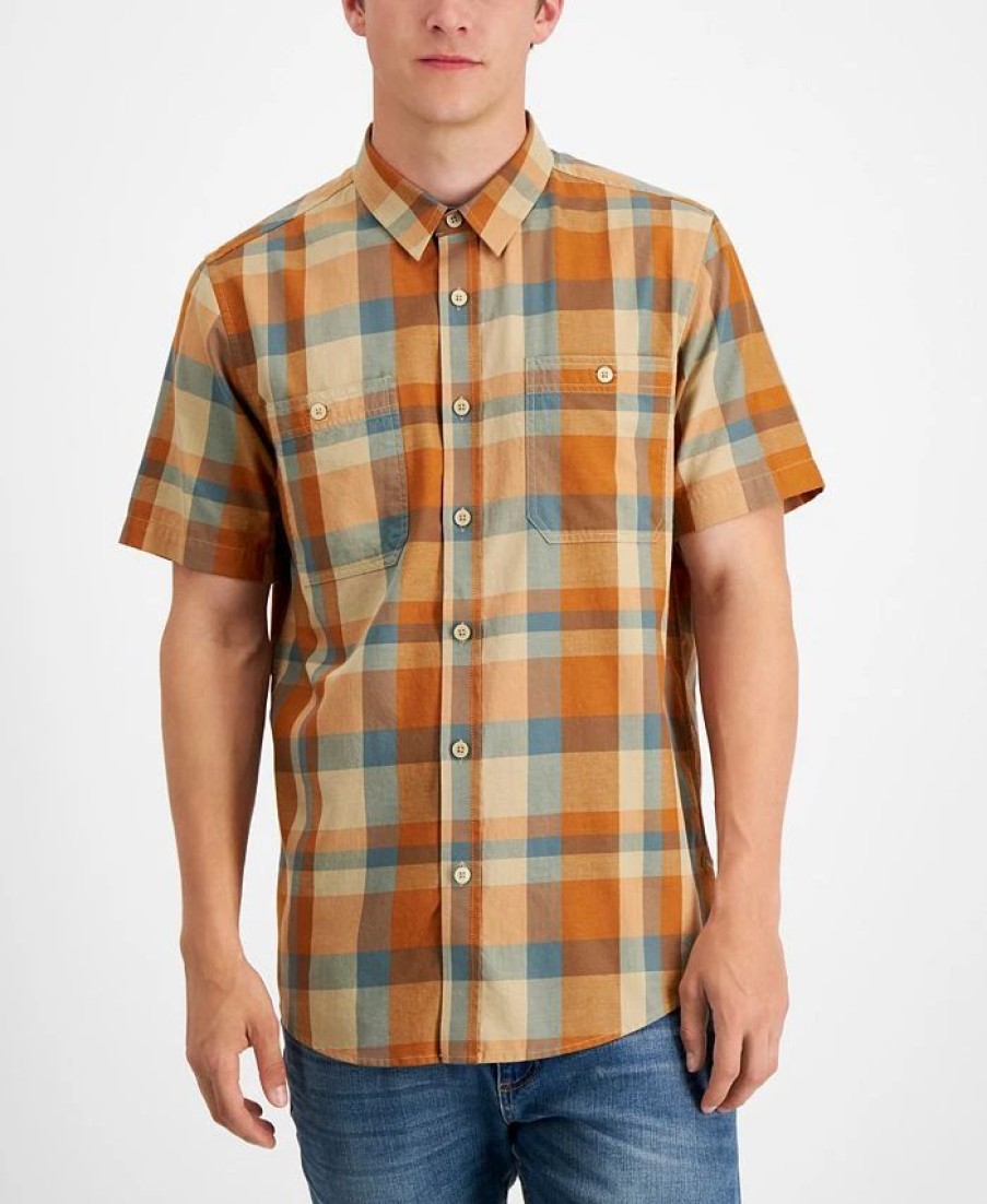 Casual Button-Down Shirts * | Sun + Stone Men'S Sage Regular-Fit Plaid Shirt, Created For Macy'S Hammock