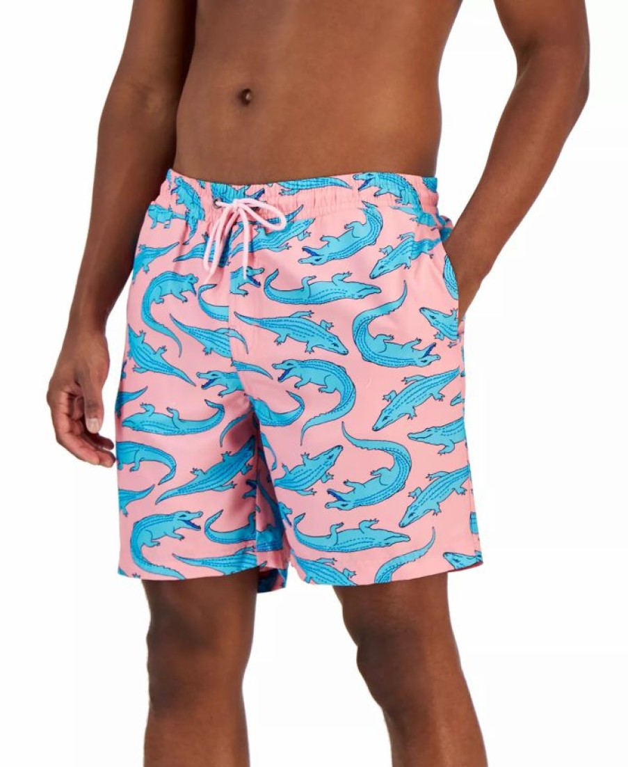 Swimwear * | Club Room Men'S Alligator Swim Trunks, Created For Macy'S