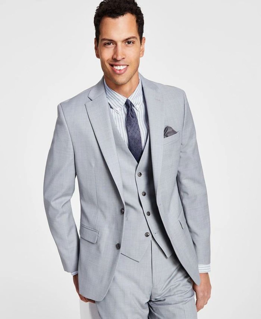 Suits & Tuxedos * | Bar Iii Men'S Slim-Fit Wool Sharkskin Suit Jacket, Created For Macy'S