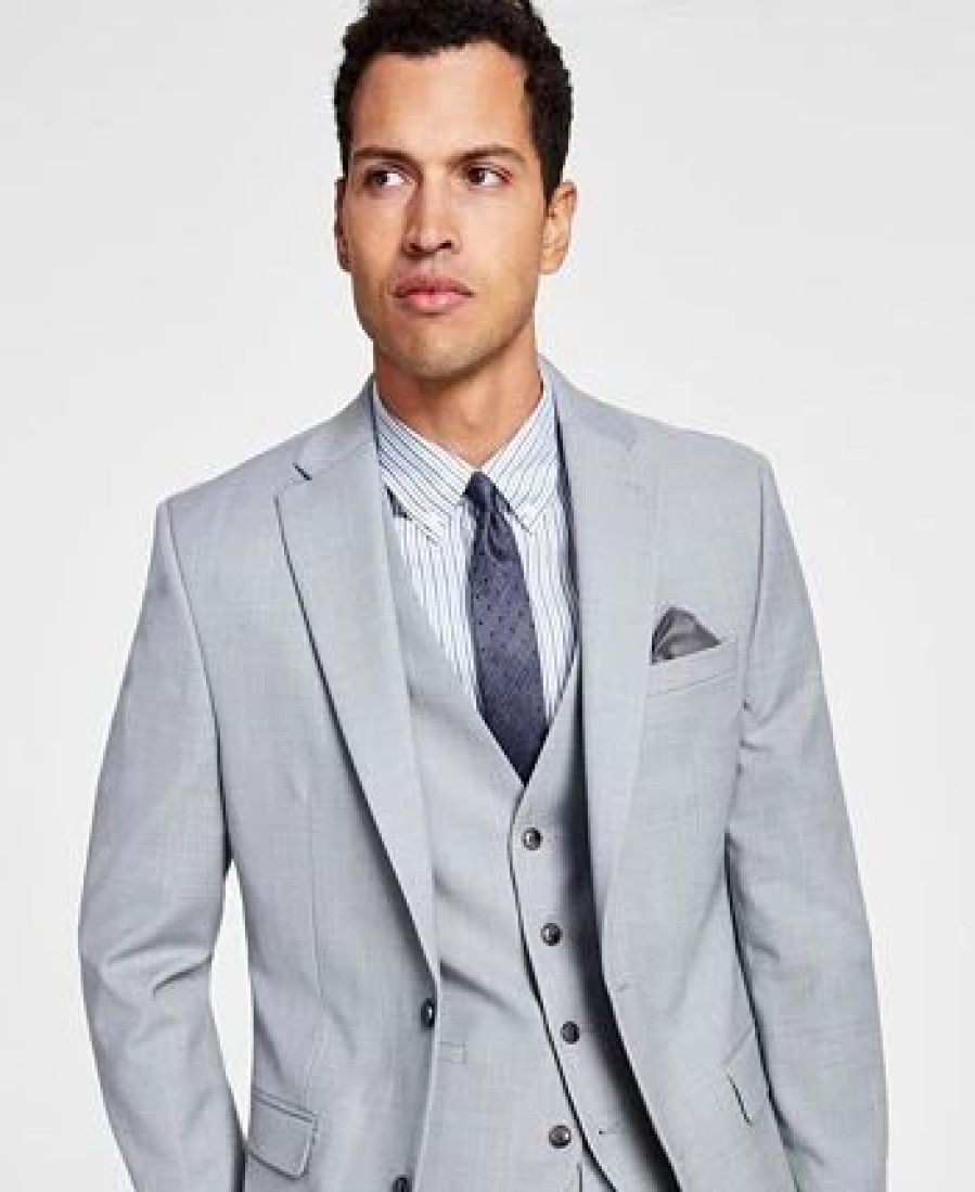 Suits & Tuxedos * | Bar Iii Men'S Slim-Fit Wool Sharkskin Suit Jacket, Created For Macy'S