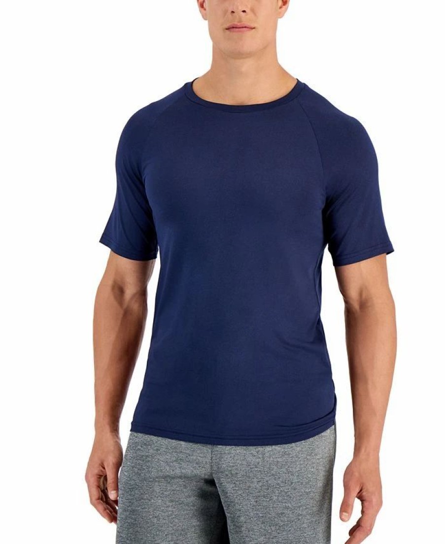 Swimwear * | Club Room Men'S Rashguard Short-Sleeve Shirt, Created For Macy'S Indigo Blue