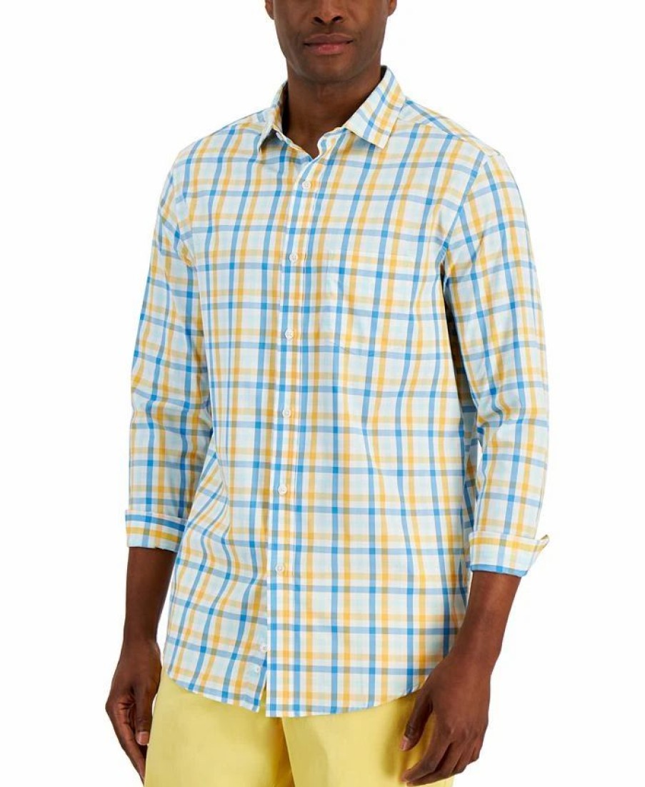 Casual Button-Down Shirts * | Club Room Men'S Performance Plaid Shirt With Pocket, Created For Macy'S