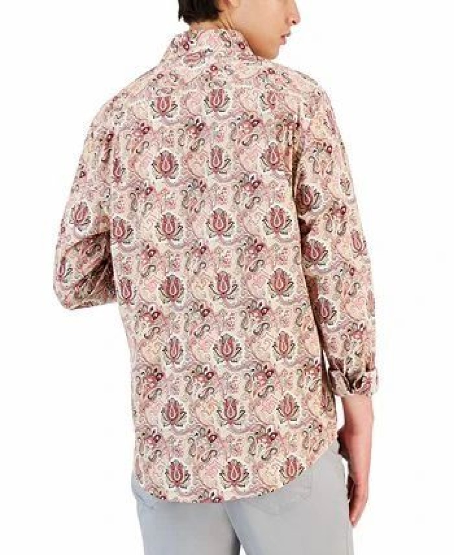 Casual Button-Down Shirts * | Club Room Men'S Everly Paisley Shirt, Created For Macy'S Beige/Khaki