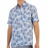 Casual Button-Down Shirts * | Club Room Men'S Gone Classic-Fit Leaf Print Linen Short-Sleeve Shirt, Created For Macy'S Winter Ivory Combo