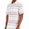 Casual Button-Down Shirts * | Club Room Men'S Darren Horizontal Striped Linen Short-Sleeve Shirt, Created For Macy'S Blue Chiffon