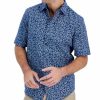 Casual Button-Down Shirts * | Alfani Men'S Short-Sleeve Meren Floral-Print Shirt, Created For Macy'S Blue Nite Escape