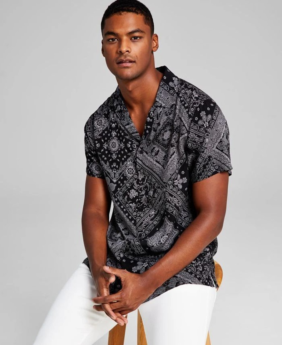 Casual Button-Down Shirts * | And Now This Men'S Printed Short-Sleeve Button-Up Shirt