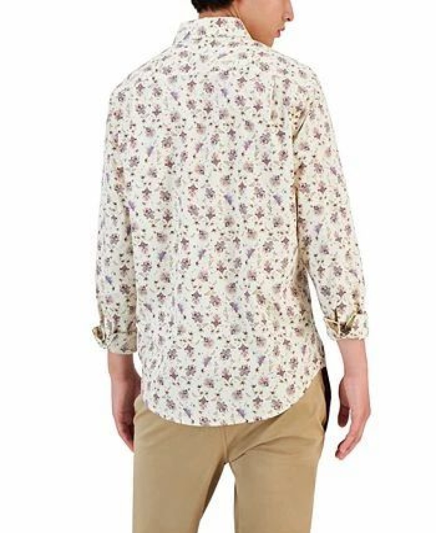 Casual Button-Down Shirts * | Club Room Men'S Monan Floral Shirt, Created For Macy'S Bright White