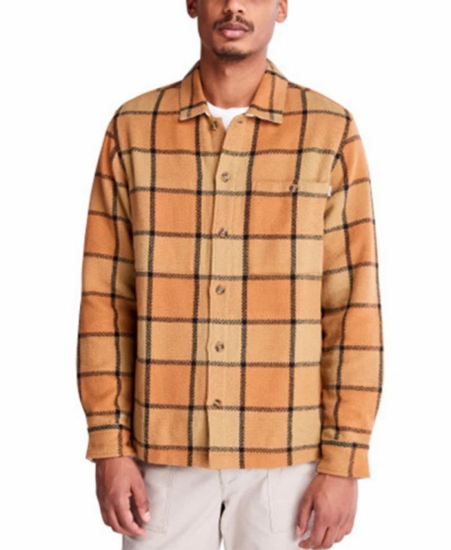 Casual Button-Down Shirts * | Timberland Men'S Plaid Woven Overshirt Antique Bronze Yd