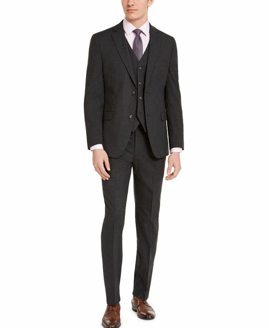 Suits & Tuxedos * | Alfani Men'S Slim-Fit Stretch Solid Suit Separates, Created For Macy'S Charcoal