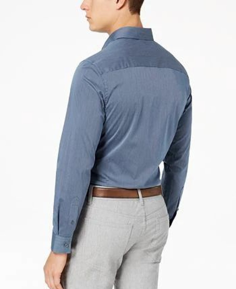 Casual Button-Down Shirts * | Alfani Men'S Stretch Modern Stripe Shirt, Created For Macy'S