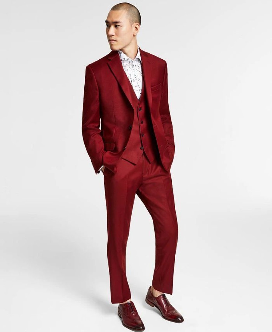 Suits & Tuxedos * | Bar Iii Men'S Slim-Fit Solid Vested Suit Separates, Created For Macy'S Red