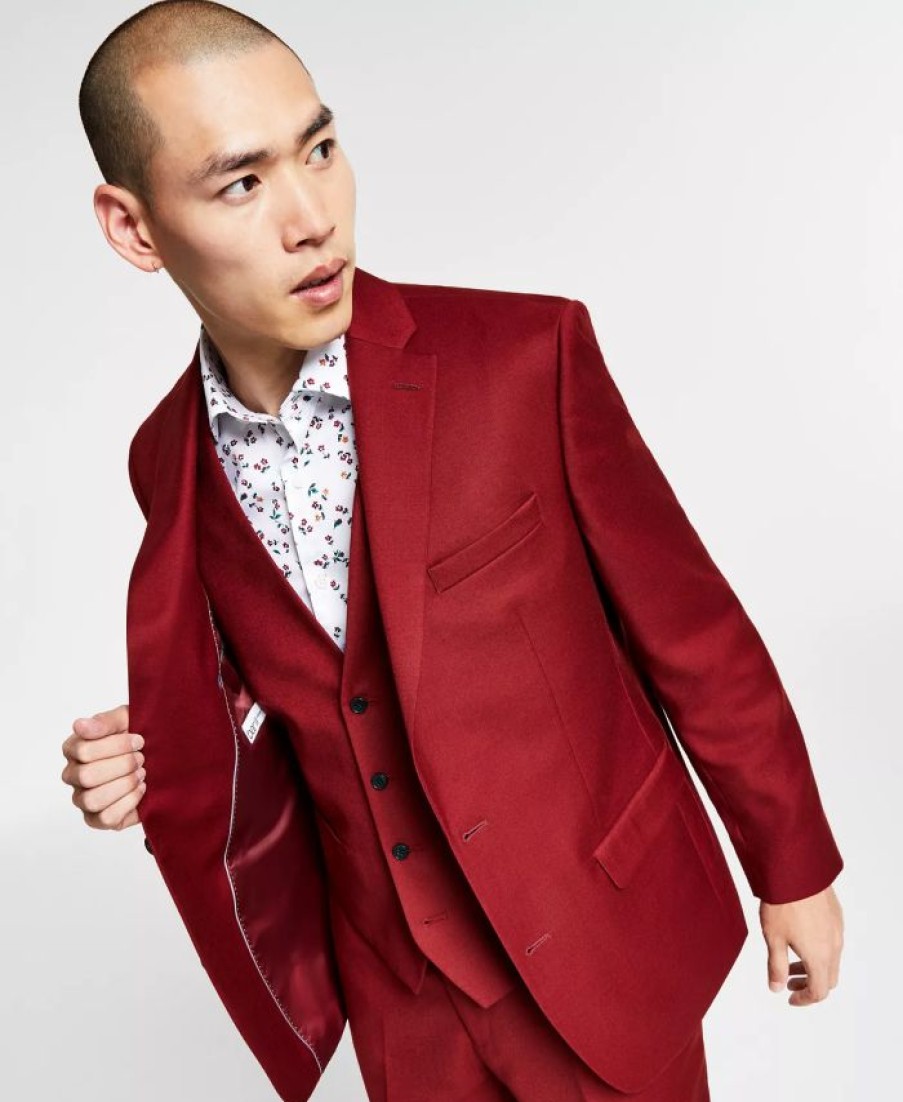 Suits & Tuxedos * | Bar Iii Men'S Slim-Fit Solid Vested Suit Separates, Created For Macy'S Red