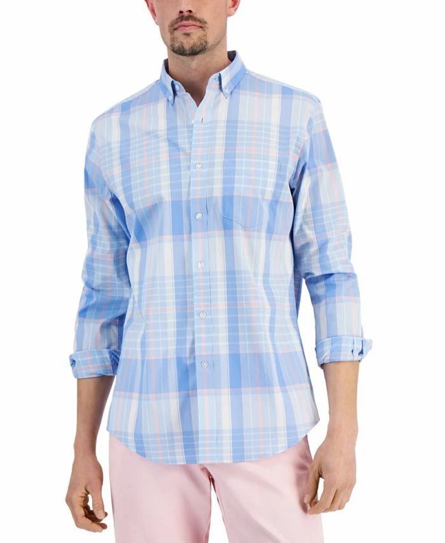 Casual Button-Down Shirts * | Club Room Men'S Spotlight Plaid Shirt, Created For Macy'S Skysail Combo